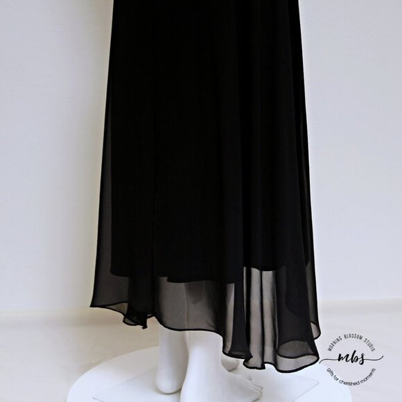 Tahari ASL Ruched Neck Waist Tie High Low Sleeveless Midi Dress - Picture 7 of 12